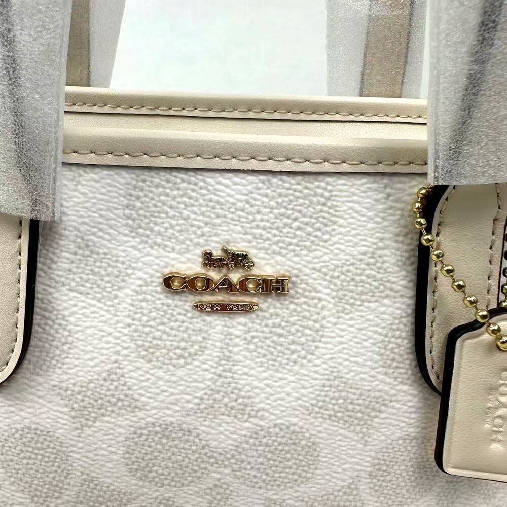 Coach Mini City Tote Bag Crossbody Shoulder Signature Canvas White/Chalk CW032 - Picture 7 of 12
